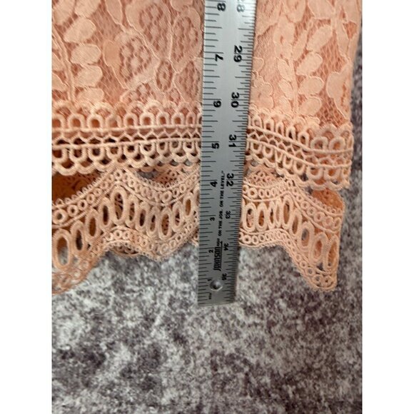 Lulus Dress Womens L Pink Embroidered Crochet Keyhole Ruffles Shift Cottage - Picture 8 of 11